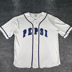 VTG 90s Pepsi Generation Next Baseball Jersey Men's L/XL White & Blue MLB